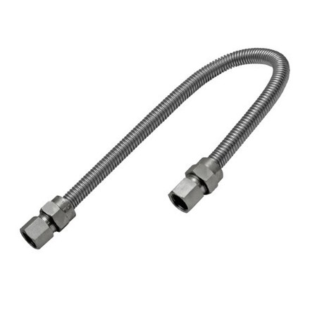 FLEXTRON Gas Line Hose 1/2'' O.D. x 24'' Length with 1/2" FIP Fittings, Stainless Steel Flexible Connector FTGC-SS38-24B